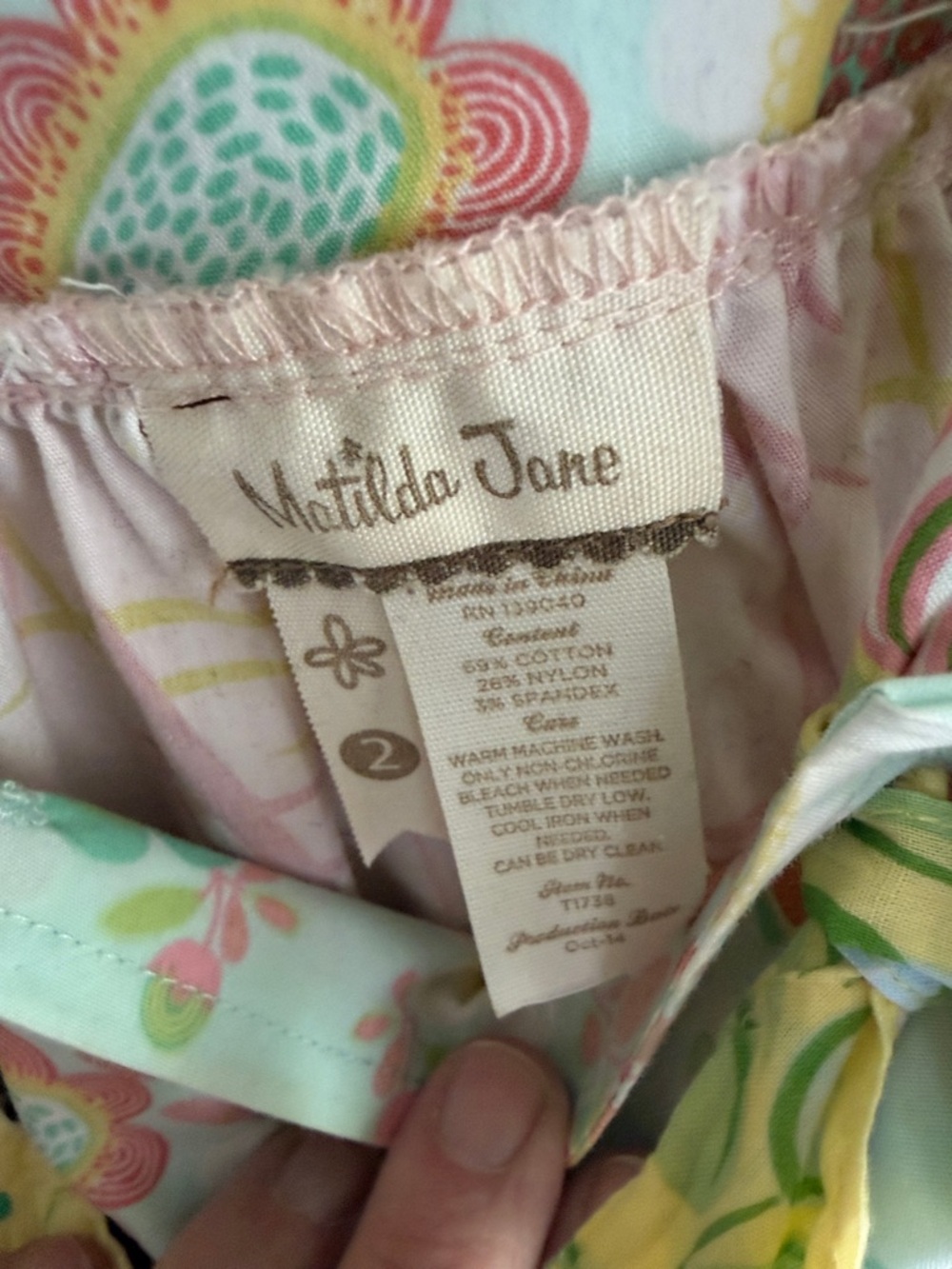 Matilda Jane Mint, Pink & Yellow Floral Layered Dress with Apron 2 - Picture 2 of 4